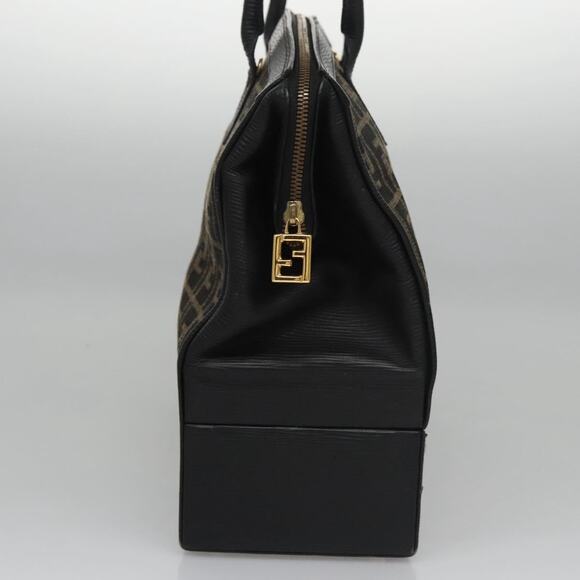 FENDI Zucca Canvas Hand Bag Brown Black Gold - Picture 5 of 14